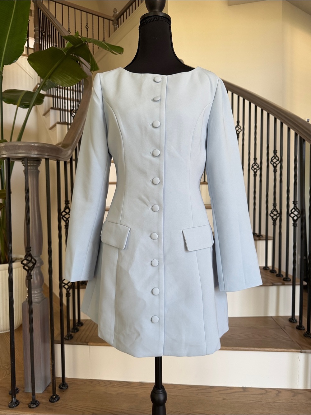 NWT Commense Light Blue Button-Front Blazer Mini Dress (Small)